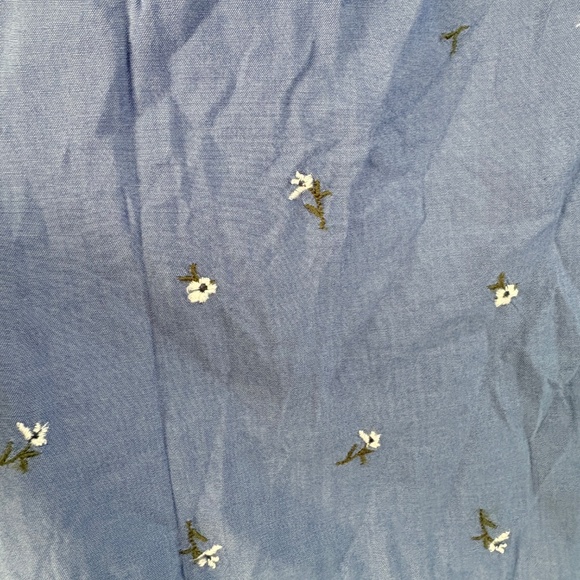 Old Navy Blue Floral Embroidered Smocked Mini Dress Plus Size 2X Boho Pockets - Picture 5 of 10